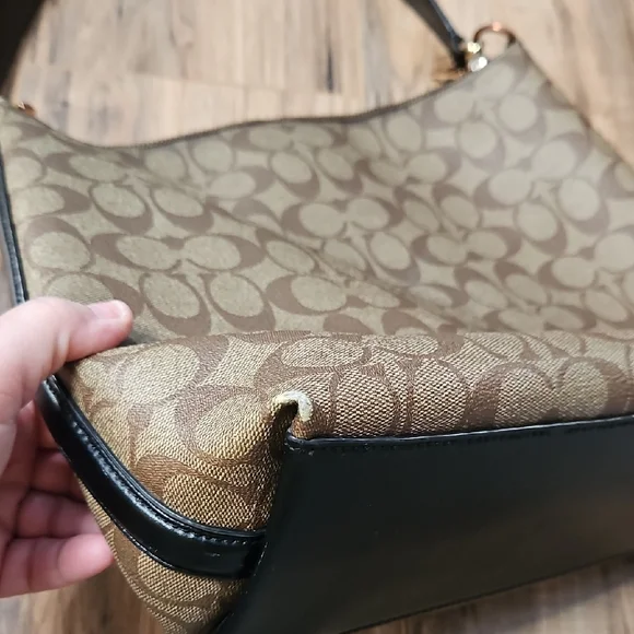 Coach Signature Marlon Women's Dark Brown and Tan Hobo Bag - Picture 17 of 17